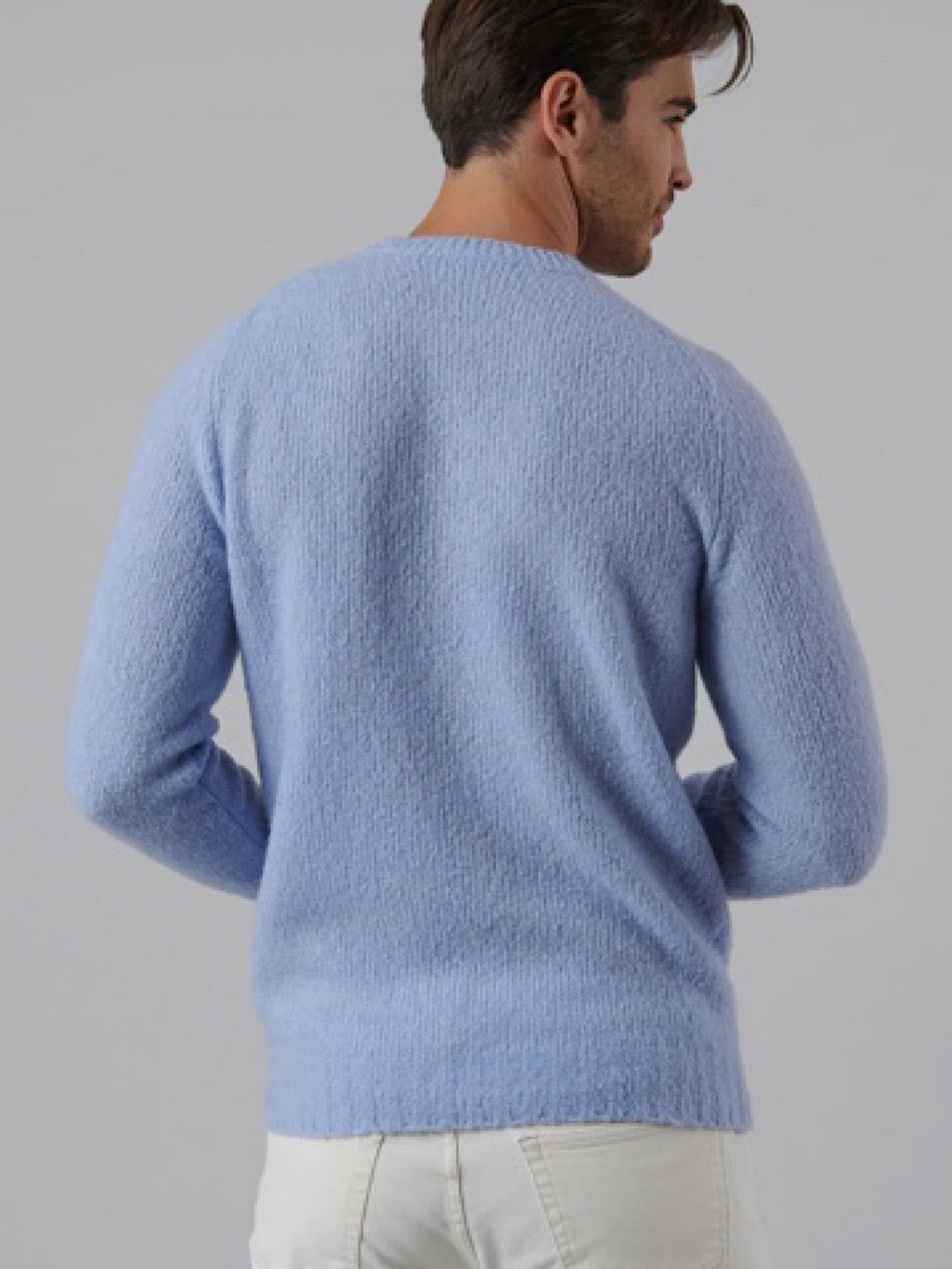 Fedeli Argentina crewneck in light blue eco cashmere and wool