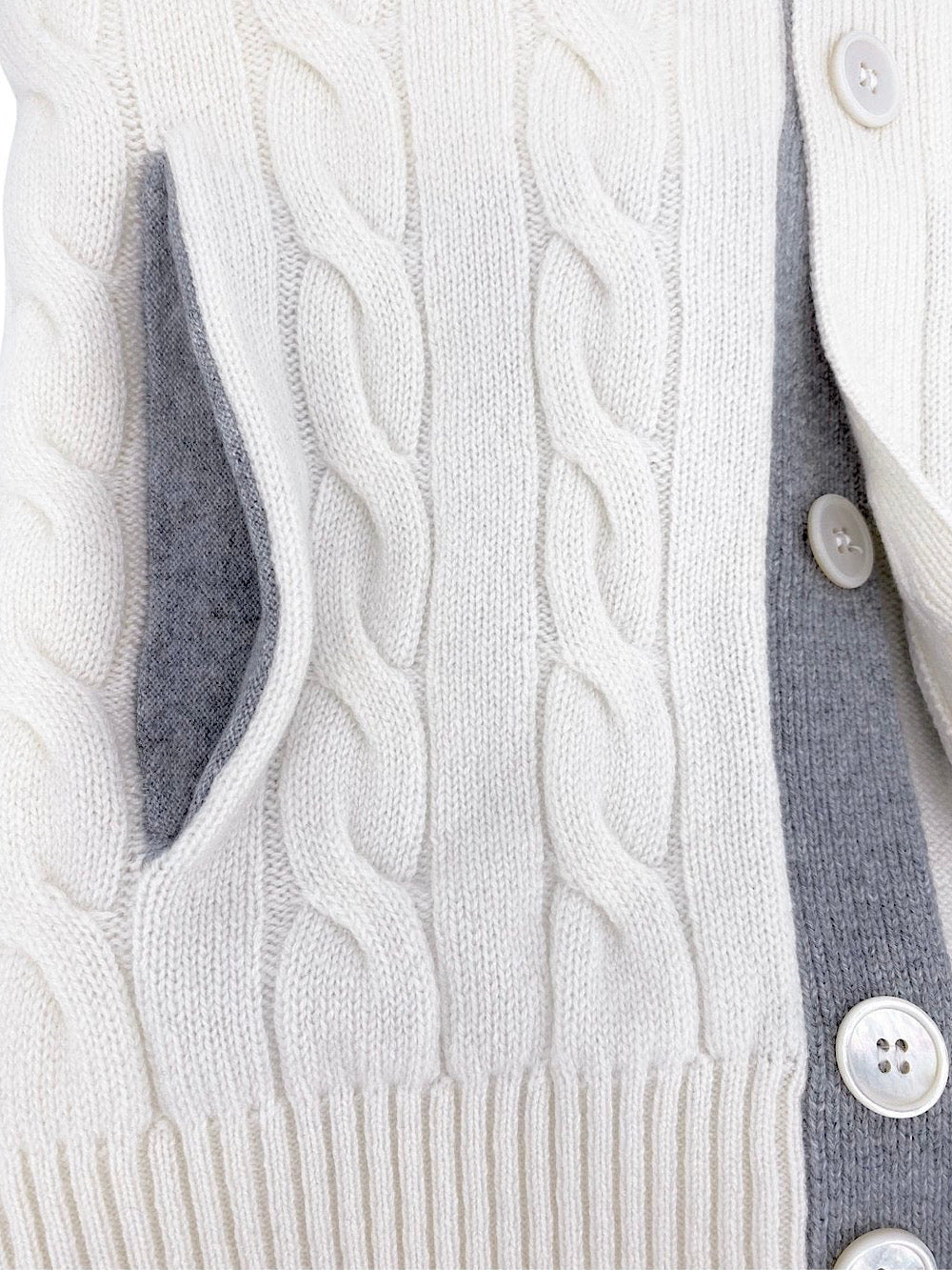 Barba Cardigan in Cashmere a Treccia bianco