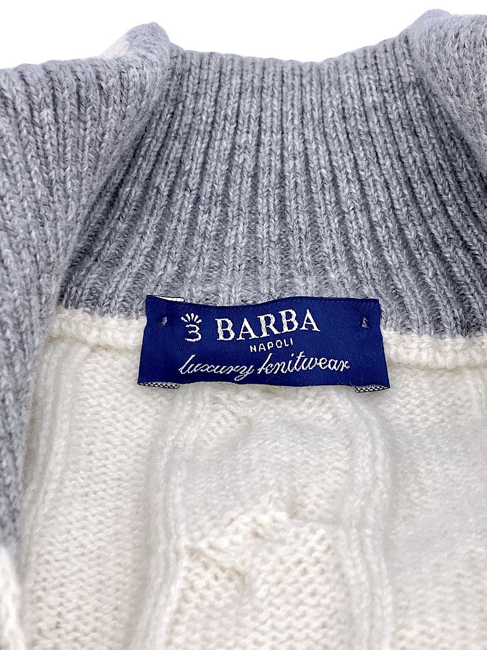 Barba Cardigan in Cashmere a Treccia bianco