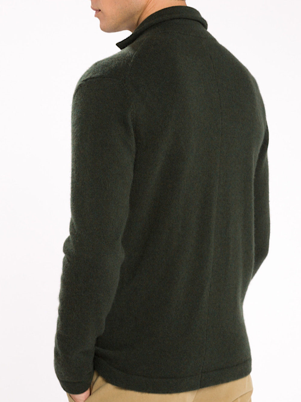 Boglioli Jacket Sweater in dark green virgin wool and cashmere