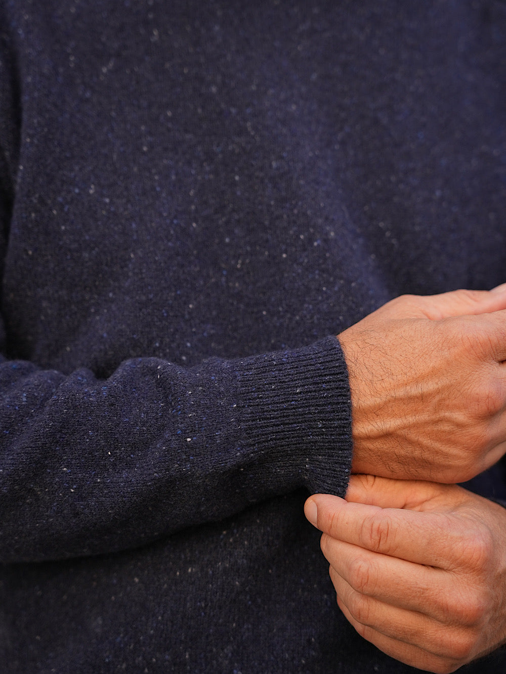 Fedeli Crewneck mod Argentina Saddler cashmere tweed blue