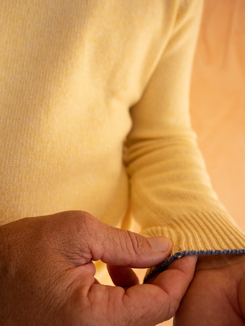 Guarino cashmere crew neck in yellow Loro Piana fabric