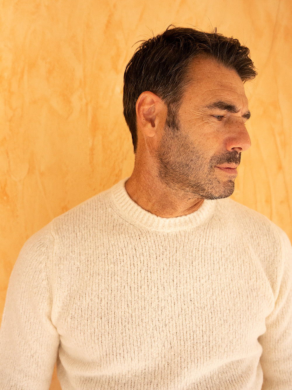 Fedeli Argentina crewneck in optical white eco cashmere and wool