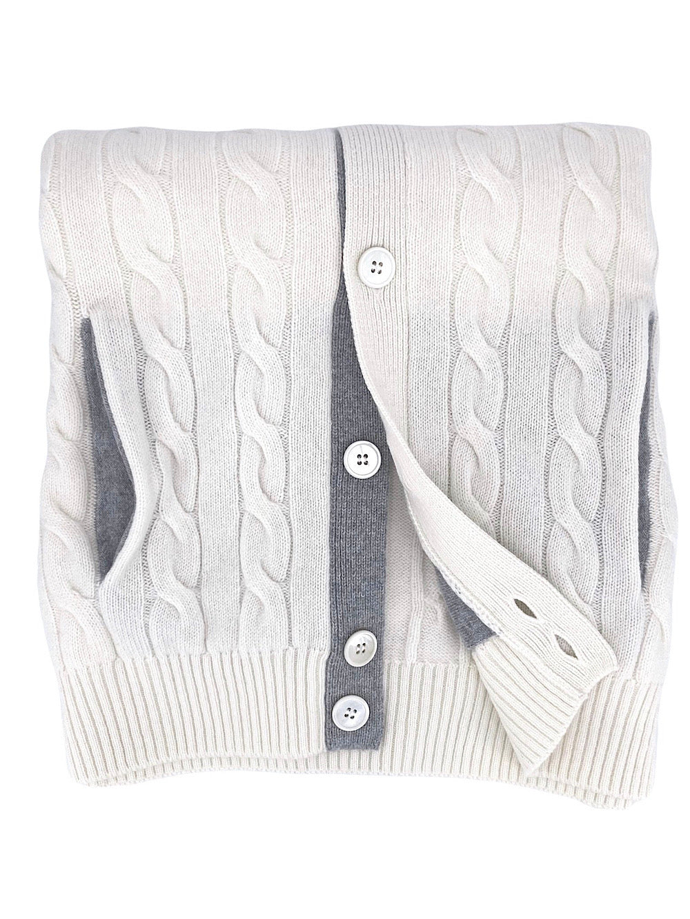 Barba Cardigan in Cashmere a Treccia bianco